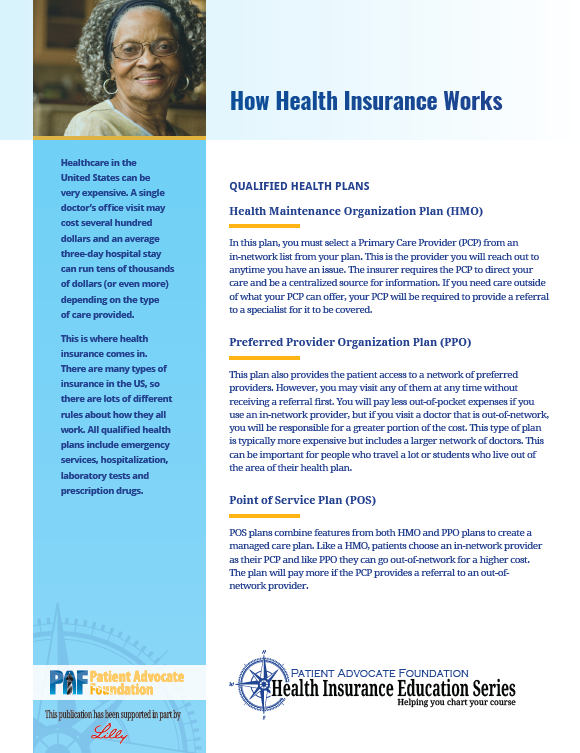 How Health Insurance Works Tip Sheet - Patient Advocate Foundation